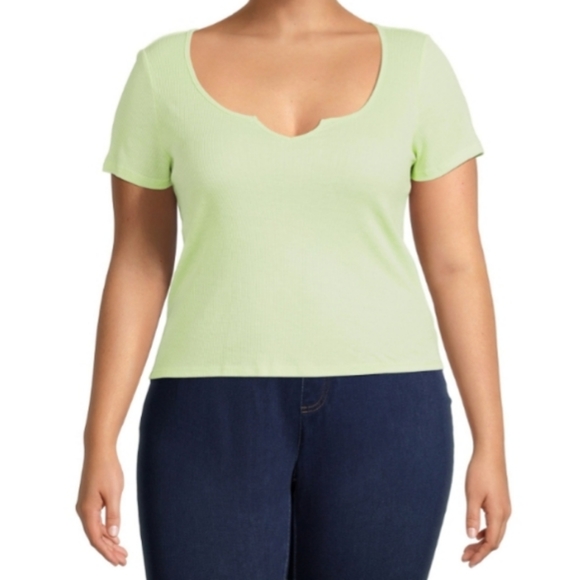 HURRY! ONLY 3 LEFT! Plus Size Fitted Baby Tee Derek Heart Mint 3X NWT - Picture 4 of 4